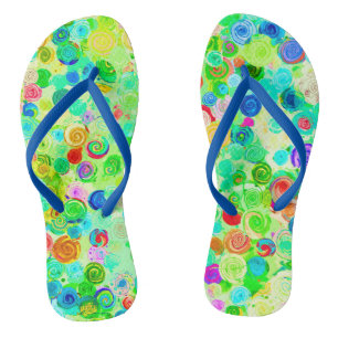 Schattige kleurrijke spiraal cosmos patronen teenslippers