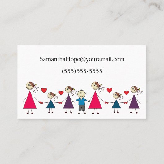 Schattige kleurrijke stekker Afbeelding Kinderen B Visitekaartje (Achterkant)