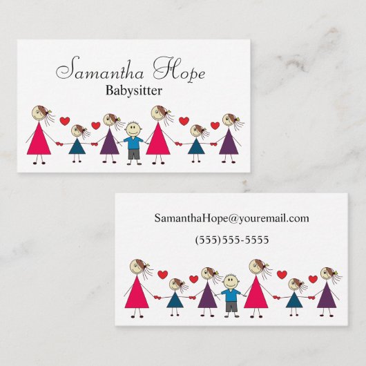 Schattige kleurrijke stekker Afbeelding Kinderen B Visitekaartje (Voorkant / Achterkant)