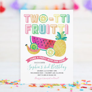 Schattige Kleurrijke Twotti Frutti 2de Verjaardag Kaart