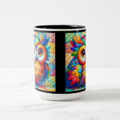 Schattige kleurrijke uil tweekleurige koffiemok (Center)