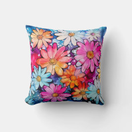Schattige Kleurrijke Vintage Bloem Kunst Kussen