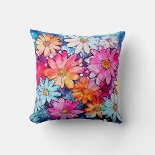 Schattige Kleurrijke Vintage Bloem Kunst Kussen