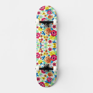 Schattige kleurrijke vintage rozen patronen persoonlijk skateboard