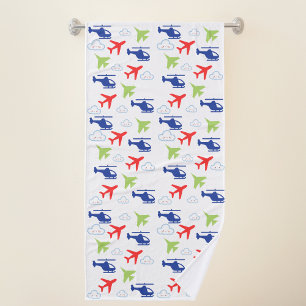 Schattige Kleurrijke Vliegtuig & Wolken Aviator Pr Badhanddoek