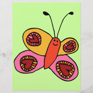 Schattige Kleurrijke Vlinder Cartoon Flyer