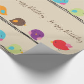 schattige kleurrijke vogels op touwpatroon cadeaupapier (Hoek)