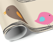 schattige kleurrijke vogels op touwpatroon cadeaupapier (Rol Hoek)