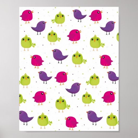 Schattige kleurrijke vogels   poster (Voorkant)
