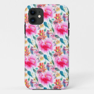 Schattige kleurrijke waterverf bloemen iPhone 11 hoesje