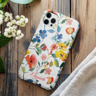  Schattige Kleurrijke Waterverf Ditsy Flowers iPhone 16 Pro Hoesje