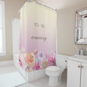 Schattige kleurrijke Waterverf Flowers Douchegordijn (In situ)