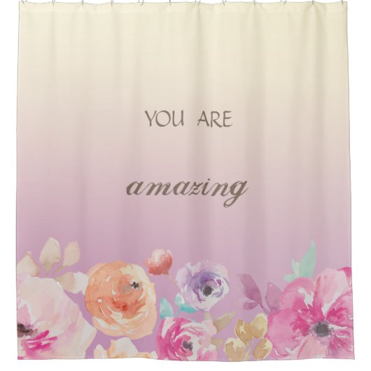 Schattige kleurrijke Waterverf Flowers Douchegordijn (Voorkant)