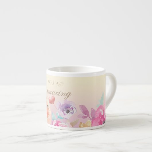 Schattige kleurrijke Waterverf Flowers Espresso Kop (Voorkant rechts)