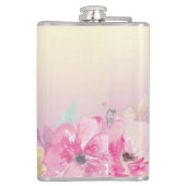 Schattige kleurrijke Waterverf Flowers Heupfles (Achterkant)