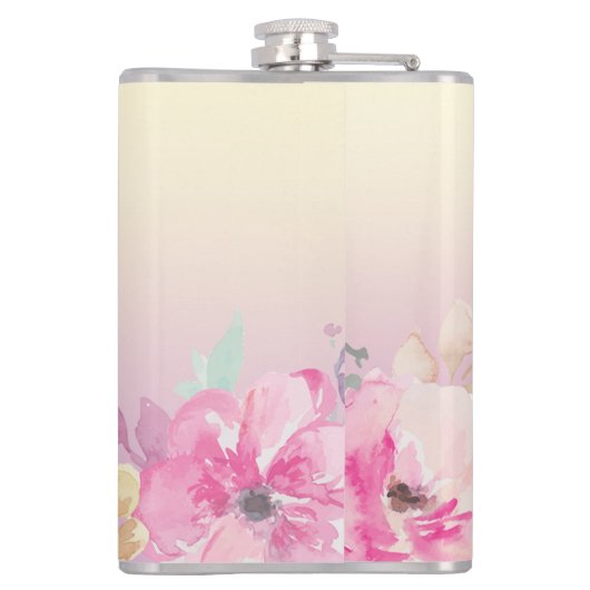 Schattige kleurrijke Waterverf Flowers Heupfles (Achterkant)