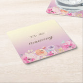 Schattige kleurrijke Waterverf Flowers Kartonnen Onderzetters (Schuin)