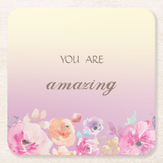 Schattige kleurrijke Waterverf Flowers Kartonnen Onderzetters (Voorkant)