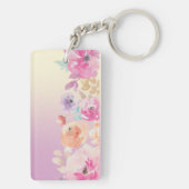 Schattige kleurrijke Waterverf Flowers Sleutelhanger (achterkant)