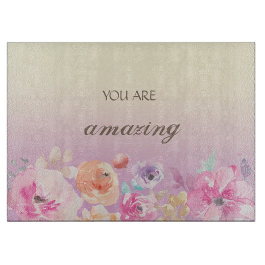 Schattige kleurrijke Waterverf Flowers Snijplank (Voorkant)