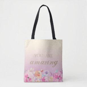 Schattige kleurrijke Waterverf Flowers Tote Bag