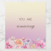 Schattige kleurrijke Waterverf Flowers Wijn Etiket (Enkel label)