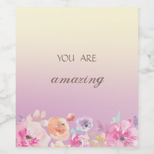 Schattige kleurrijke Waterverf Flowers Wijn Etiket (Enkel label)