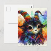 Schattige kleurrijke Waterverf geit Briefkaart (Voorkant / Achterkant)