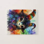 Schattige Kleurrijke Waterverf Geit Jigsaw Puzzel (Horizontaal)