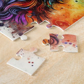 Schattige Kleurrijke Waterverf Geit Jigsaw Puzzel (Zijkant)