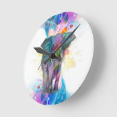 schattige kleurrijke waterverven spatten olifant ronde klok (Hoek)