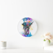 schattige kleurrijke waterverven spatten olifant ronde klok (Huis)