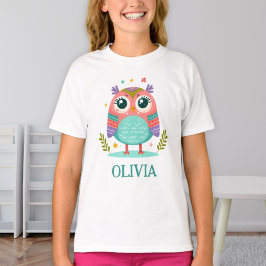 Schattige Kleurrijke Whimsical Baby Uil T-shirt