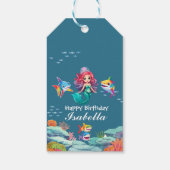 Schattige Kleurrijke zeemeermin haai regenboog Ver Cadeaulabel (Achterkant)