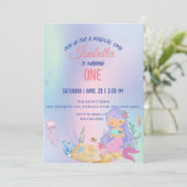 Schattige Kleurrijke zeemeermin Rainbow Verjaardag Kaart (Staand voorkant)