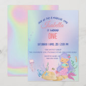 Schattige Kleurrijke zeemeermin Rainbow Verjaardag Kaart (Voorkant / Achterkant)