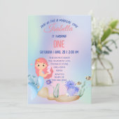 Schattige Kleurrijke zeemeermin Rainbow Verjaardag Kaart (Staand voorkant)