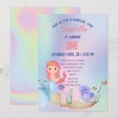 Schattige Kleurrijke zeemeermin Rainbow Verjaardag Kaart (Voorkant / Achterkant)