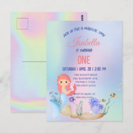 Schattige kleurrijke zeemeermin Regenboog Verjaard Briefkaart