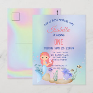 Schattige kleurrijke zeemeermin Regenboog Verjaard Briefkaart