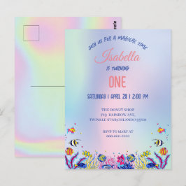 Schattige kleurrijke zeemeermin Regenboog Verjaard Briefkaart