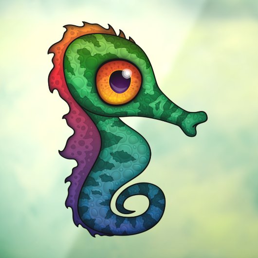 Schattige Kleurrijke Zeepaard Raamsticker (Vel 3)