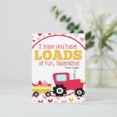 Schattige kleuterschool valentijnsdag tractor feestdagenkaart (Staand voorkant)