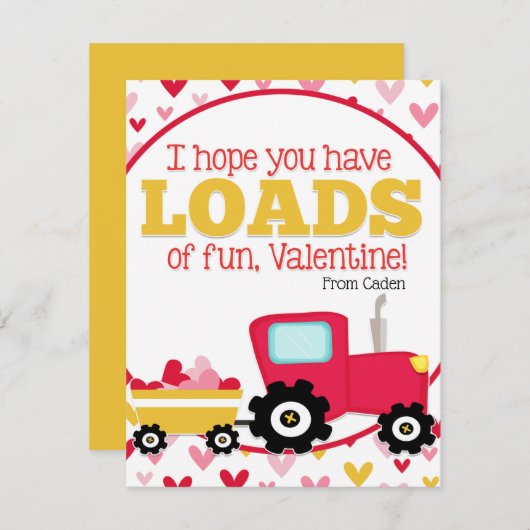 Schattige kleuterschool valentijnsdag tractor feestdagenkaart (Voorkant / Achterkant)