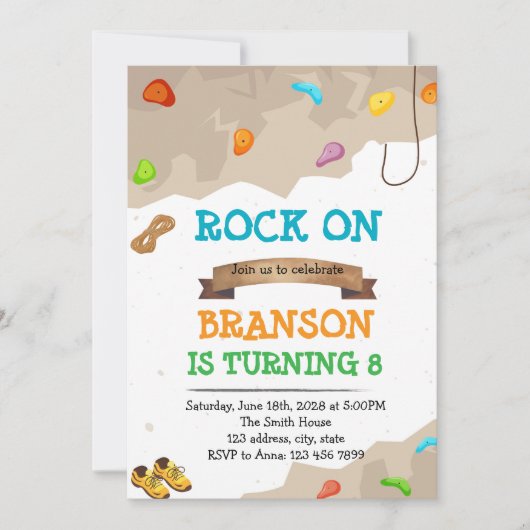 Schattige klimmen verjaardagsfeestje uitnodiging (Voorkant)