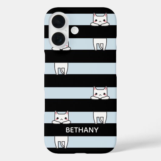 Schattige klimmende katten op zwarte en blauwe str Case-Mate iPhone case (Achterkant)