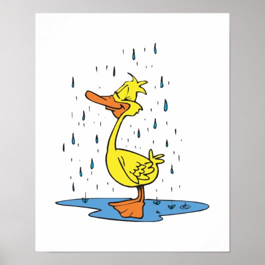 schattige kloofeend in de regen poster (Voorkant)