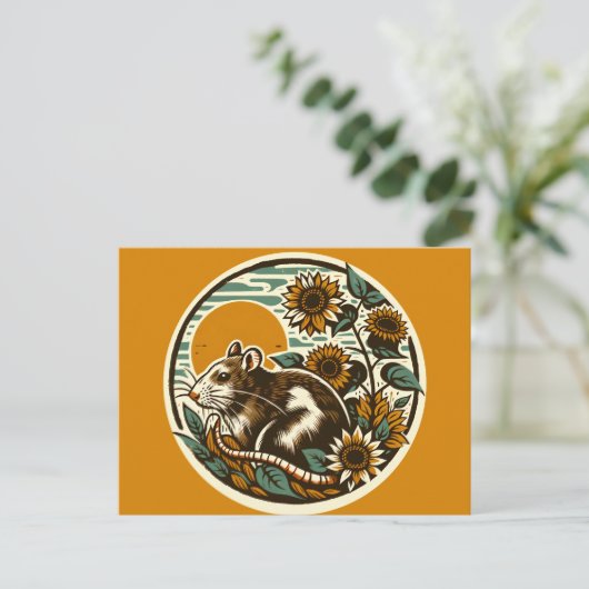 Schattige knaagdier Rat huisdier roggen design Briefkaart (Staand voorkant)