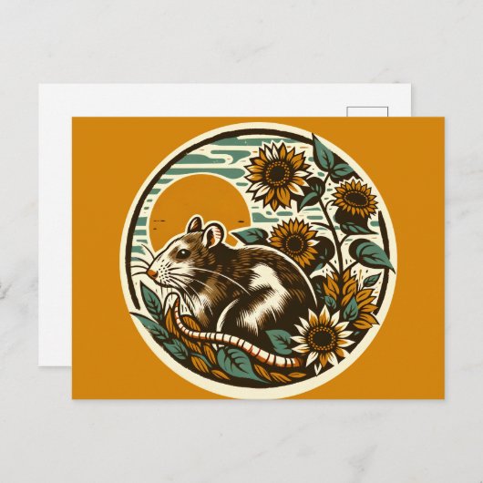 Schattige knaagdier Rat huisdier roggen design Briefkaart (Voorkant / Achterkant)