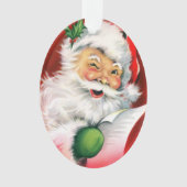 Schattige knipogen kerstman lijst ornament (voorkant)